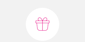 Pinkes Icon eines verpackten Geschenks.