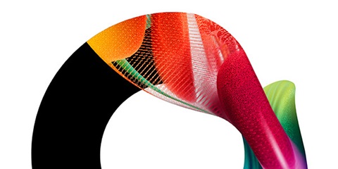CQ Label abstract and colorful ribbon form