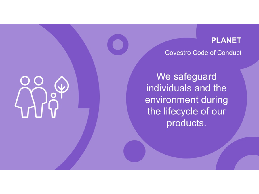 Covestro Compliance "Planet" – Slide 4: "We safeguard individuals and the environment during the lifecycle of our products".