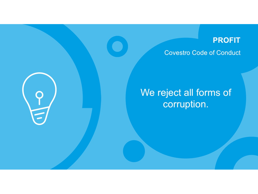 Covestro Compliance "Profit" – Slide 7: "We reject all forms of corruption".