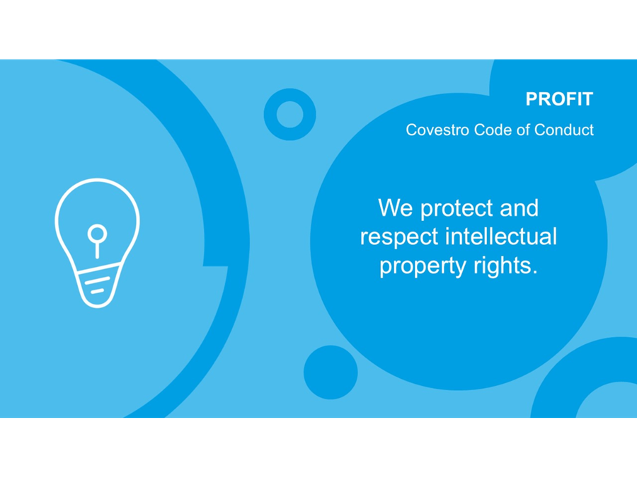 Covestro Compliance "Profit" – Slide 8: "We protect and respect intellectual property rights."