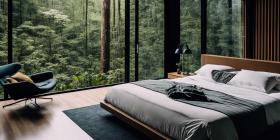 Schlafzimmer mit Blick in die Natur
